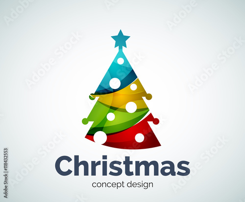 &quot;Vector Christmas or New Year tree logo template&quot; Stockfotos und