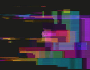 Glitched horizontal stripes. Illustration of colorful night lights. Abstract background with a digital signal error and collapsing data. Element of design.