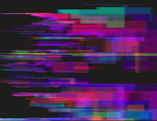 Glitched horizontal stripes. Illustration of colorful night lights. Abstract background with a digital signal error and collapsing data. Element of design. - 118432754