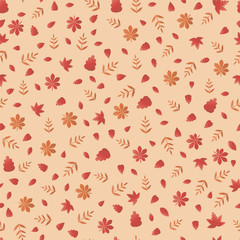 simple seamless pattern with red autumn leaves