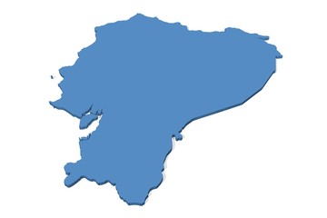 3D map of Ecuador on a plain background