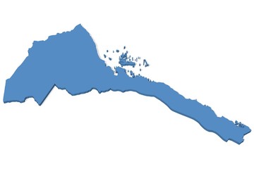 Obraz premium 3D map of Eritrea on a plain background