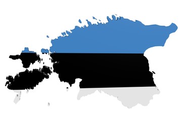 Map of Estonia in the colors of the national flag