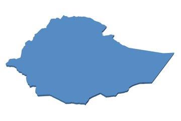 3D map of Ethiopia on a plain background