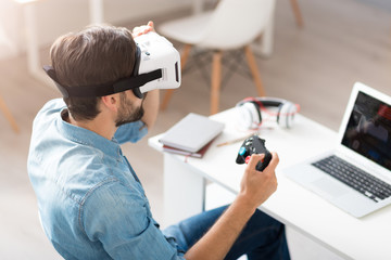 Involved man laying video games