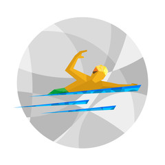 Swimmer with abstrat patterns. Flat athlete icon. Sport Infographic - Swimming.