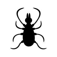 Tick insect silhouette shape. Mite deer ticks big icon. Dangerous black parasite. White background. Isolated. Flat design.