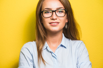 Cute young business woman with glasses