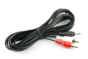 Audio cable isolated on white background.