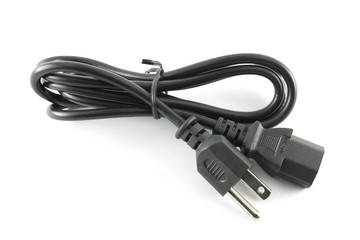 Black electric cable isolated on a white background