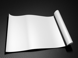 Blog roll of white paper on a dark background. 3d illustration