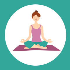 Girl In Lotus Yoga Position. Vector