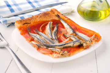 shot of sardines baked puff pastry