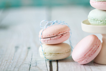 Vanilla pink and blue macarons