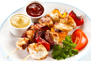 Kebabs - grilled meat and vegetables