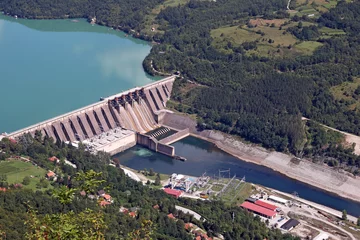Papier Peint photo Barrage hydroelectric power plant Perucac on Drina  river