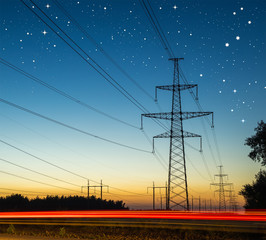 Pylons under the night sky background