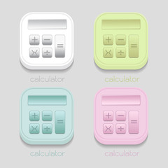 vector calculator icon, White, blue, green, pink on gray backgro