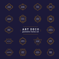 Geometric "Line Art" frames set. Retro vector decoration for your logo. Eps10 illustration.