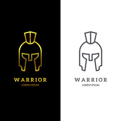 Warrior helmet logo. Trendy line art design. Eps10 vector illustration.