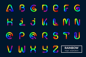 Rainbow logo alphabet. Colorful monograms design. Eps10 vector.