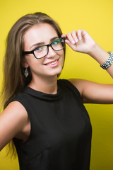 Cute young business woman with glasses