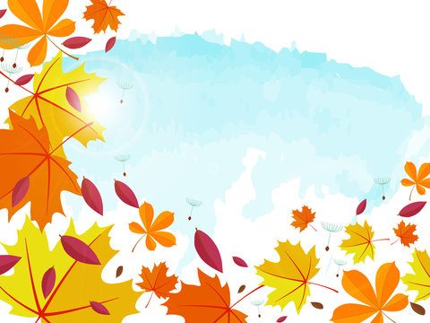 Autumn background. Frame for text decorated with autumn leaves.