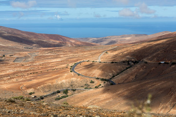 Volcanic Lanscape. Panoramic view  on  Fuerteventura from Mirador Morro Velosa, Fuerteventura, Canary Island, Spain