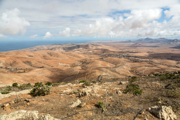Volcanic Lanscape. Panoramic view  on  Fuerteventura from Mirador Morro Velosa, Fuerteventura, Canary Island, Spain