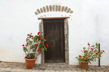 Old brown door in Betancuria village on on Fuerteventura, Canary Islands, Spain