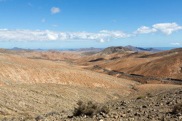 Beautiful volcanic mountains on  Fuerteventura. Canary Islands.