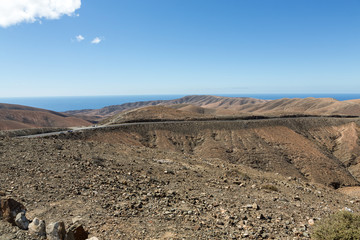 Beautiful volcanic mountains on  Fuerteventura. Canary Islands.