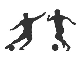 Fototapeta na wymiar Soccer players silhouettes isolated over white