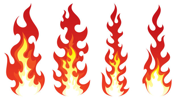 Stylized fire on white background