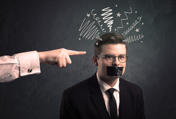 Leader pointing at employee