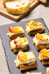 canapes with grilled brie and nectarine
