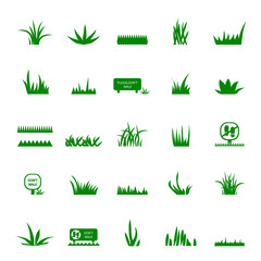 Grass And Signs Icons Set - Isolated On White Background. Vector Illustration, Graphic Design. For Web, Websites, Print