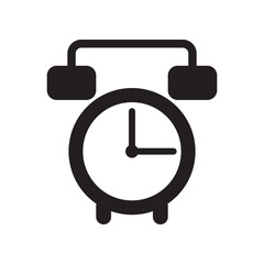 flat icon in black and white style alarm clock 