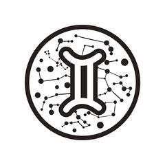 flat icon in black and white style Zodiac sign Gemini  