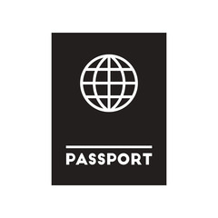 flat icon in black and white style international passport 