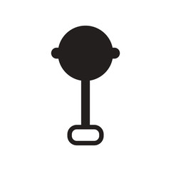 flat icon in black and white style baby rattle