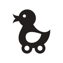 flat icon in black and white style duck toy 