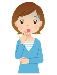 女性　主婦　表情　青ざめる