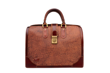 One briefcase leather.Isolated on white background.mens accesoryies