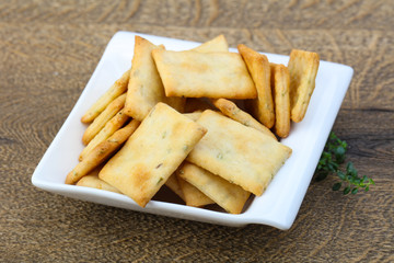 Crackers in the bowl
