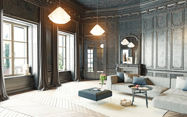 Fototapeta premium black living room