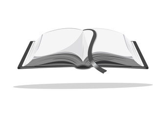 Open book. Literature. Monochrome icon. Vector illustration isolated on white background