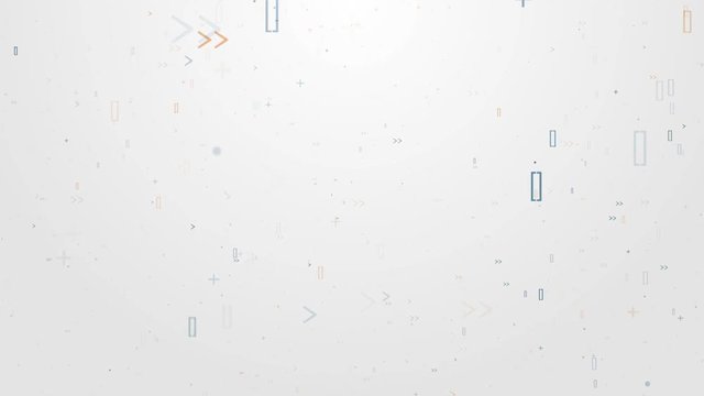 loopable 3d rendering moving particle background, particles are made of symbols that has random size, opacity and lifetime