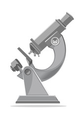 Microscope. Monochrome icon. Vector illustration isolated on white background