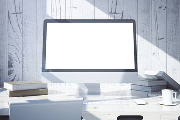 Fototapeta premium Creative designer workplace front